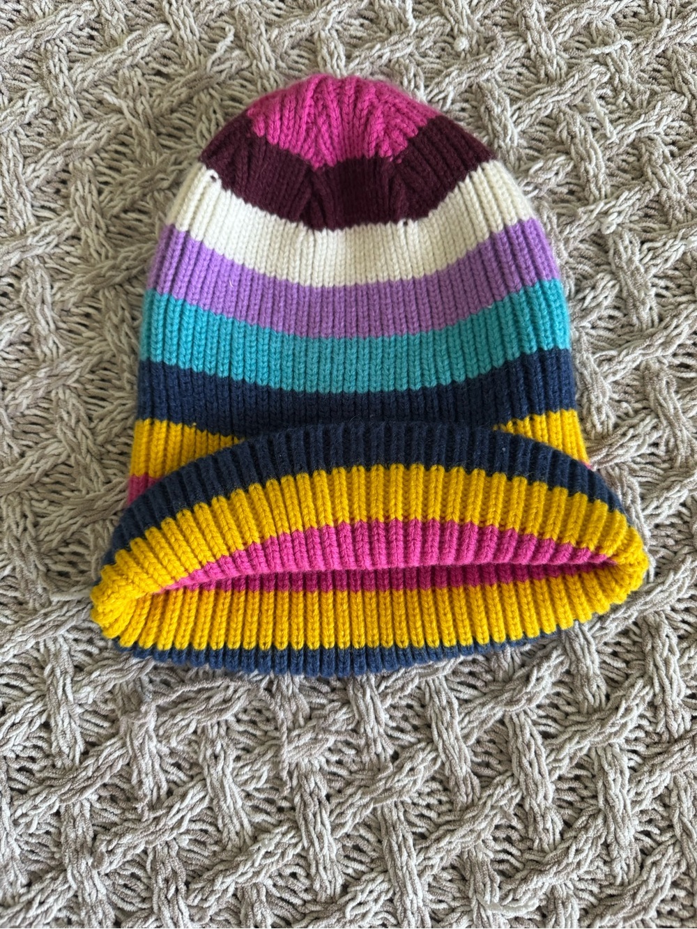Kids Striped Knit Beanie Hat - Multicolor